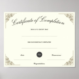 Poster Certificat de fin d'études vierge avec logo person