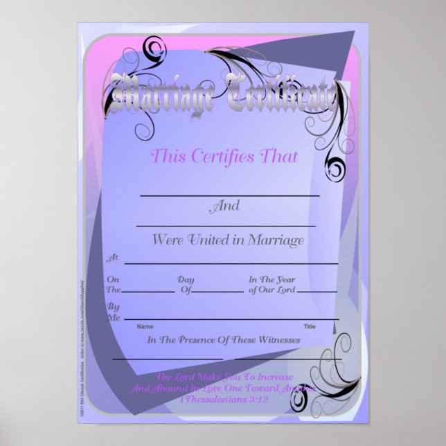 Poster Certificat de mariage (Devant)