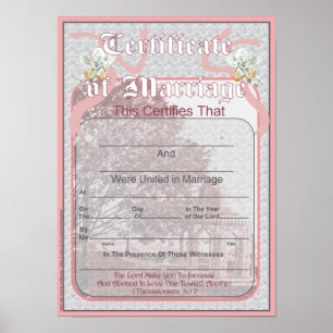Poster Certificat de mariage Conception classique