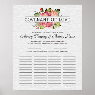 Poster Certificat de Mariage de livre d'invité d'amour