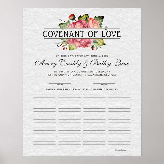 Poster Certificat de Mariage de livre d'invité d'amour (Devant)