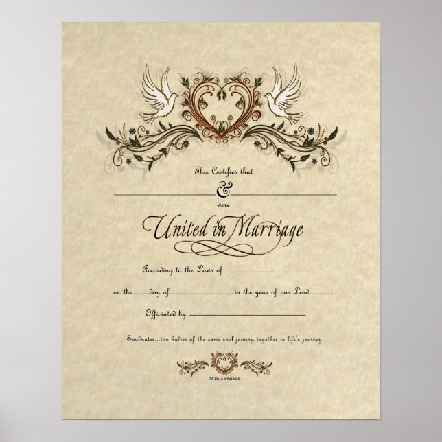 Poster Certificat de Mariage d'organisation "Unis dans le (Devant)