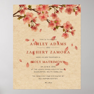 Poster Certificat de Mariage floral d'automne "Saint Mari