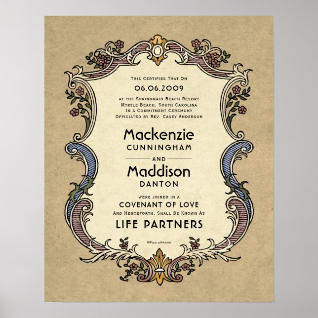 Poster Certificat de Mariage frontalier des organismes pa (Devant)