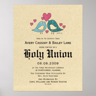 Poster Certificat de Mariage Inséparable "Saint Mariage"