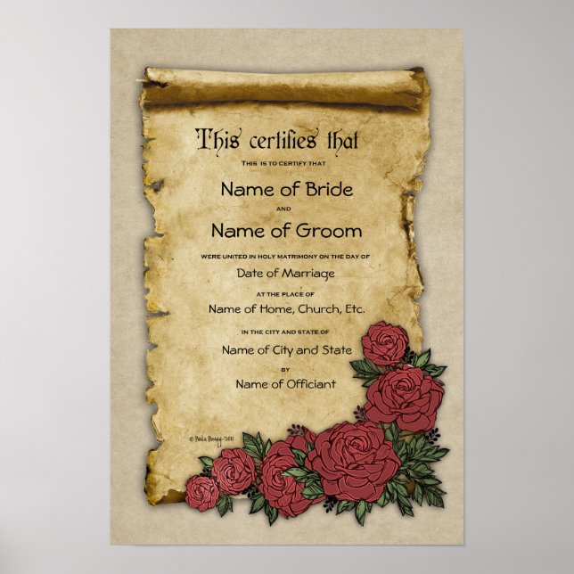 Poster Certificat de Mariage-(Souvenir Ornemental) (Devant)