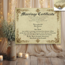 Certificat de mariage vintage