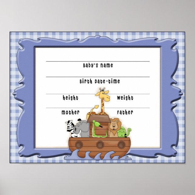 Poster Certificat de naissance de Noah's Ark Boy (Devant)