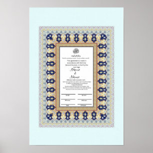 Poster Certificat de Nikkah des motifs frontaliers islami
