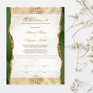 Poster Certificat de Nikkah élégant pour mariage musulman