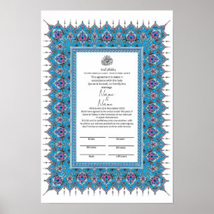 Poster Certificat de Nikkah pour les motifs de la frontiè