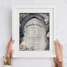Certificat de port à l'arc floral blanc gothique