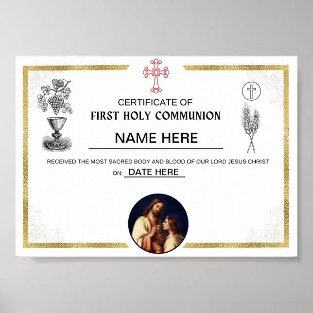 Poster Certificat de première sainte communion (personnal (Devant)
