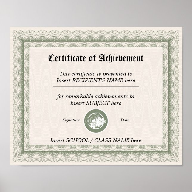 POSTER CERTIFICAT DE RÉALISATION (Devant)