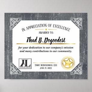 Poster Certificat d'excellence pour la reconnaissance vol