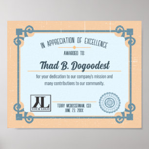 Poster Certificat d'excellence pour la reconnaissance vol