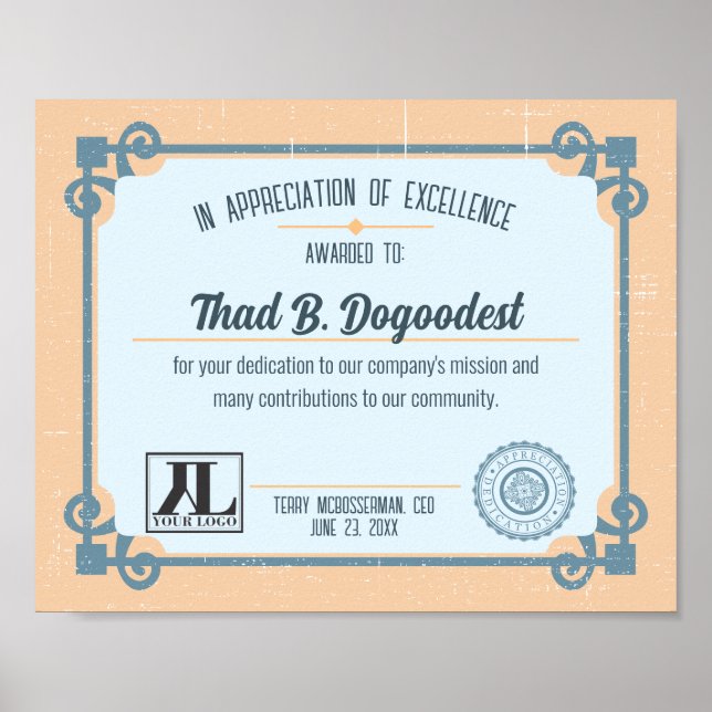 Poster Certificat d'excellence pour la reconnaissance vol (Devant)