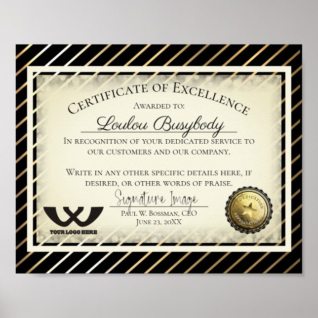 Poster Certificat d'excellence Prix de bénévolat des empl (Devant)