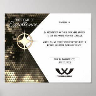 Poster Certificat d'excellence Prix du personnel
