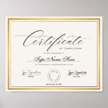 Certificat d'or d'achèvement, diplôme d'attributio