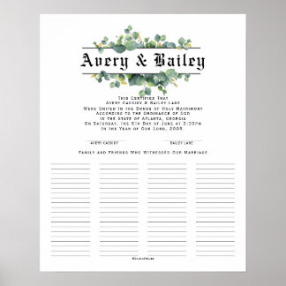 Poster Certificat mariage