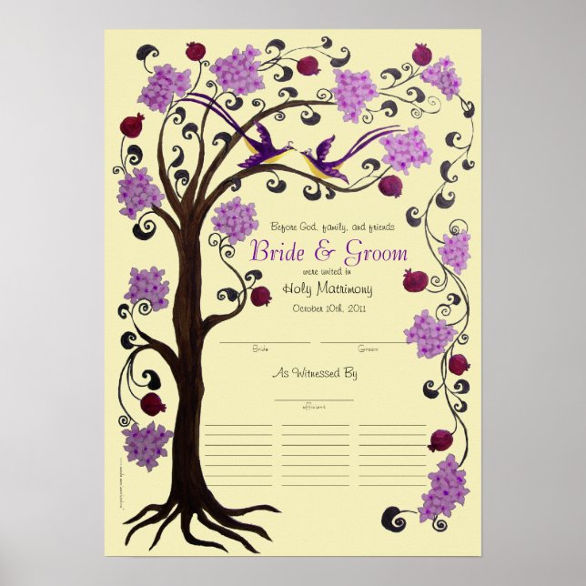 Poster Certificat Mariage de l'arborescence de vie de Qua (Devant)