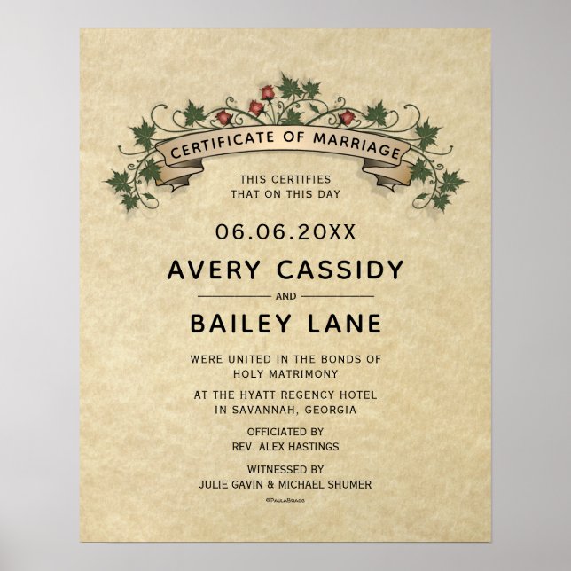 Poster Certificat Mariage traditionnel "Saint-Mariage" (Devant)