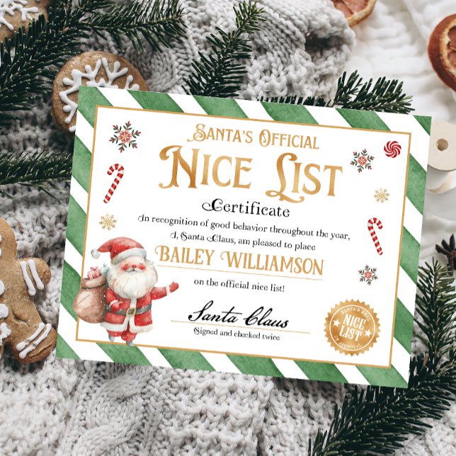 Poster Certificat Nice Approuvé Père Noël (Créateur téléchargé)