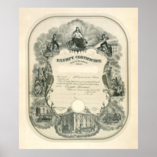 Poster Certificat pompier exempté 1898