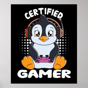 Poster Certifié Gamer Cute Penguin
