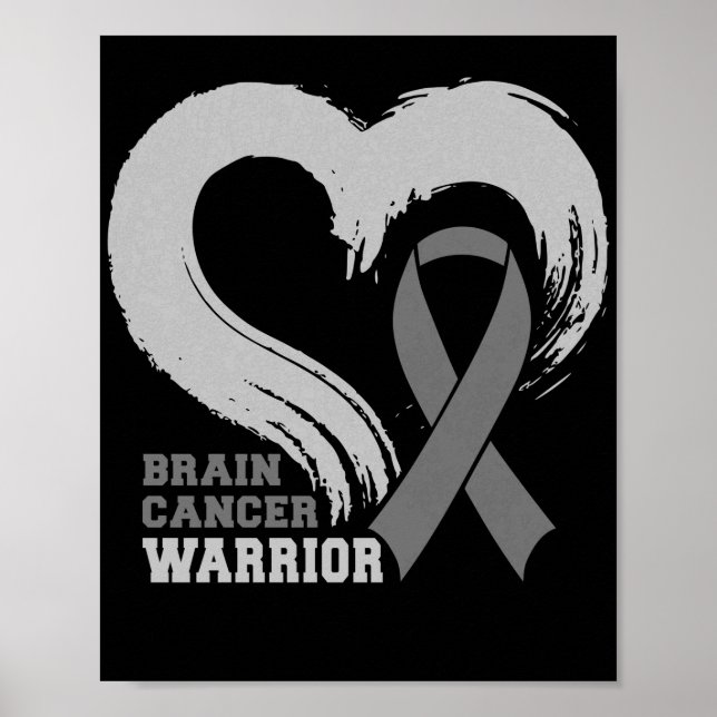 Poster Cerveau Cancer Guerrier Cerveau Tumeur Gris Ruban (Devant)