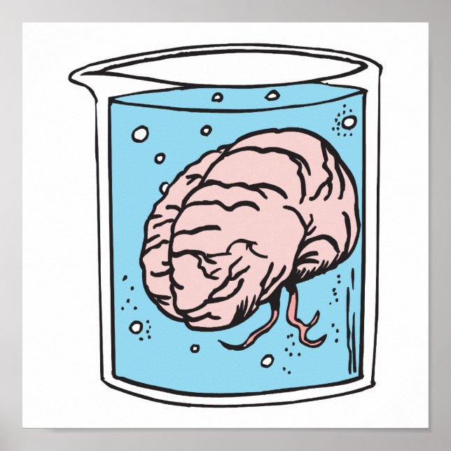 Poster cerveau dans un bocal (Devant)