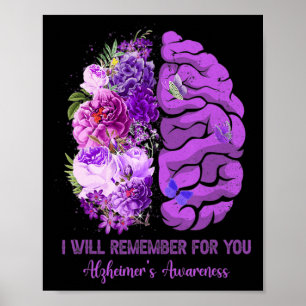 Poster Cerveau fleur sauvage Se souvenir de vous Alzheime