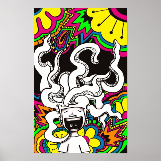 Poster Cerveau heureux psychédélique (Devant)