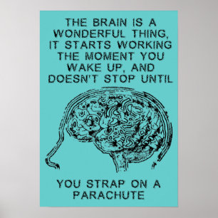 Poster Cerveau Travailler Parachute Sky Plongée Drôle Pos