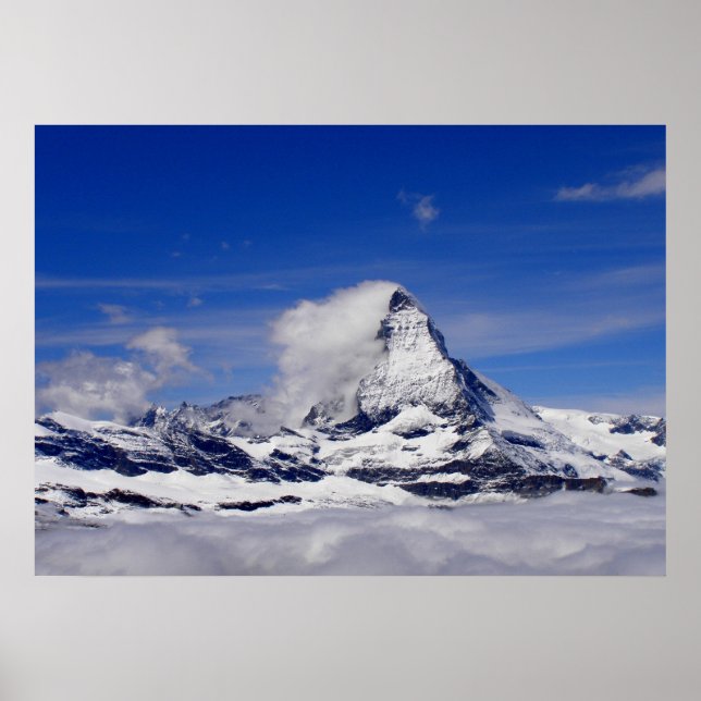 Poster Cervin dans une mer de nuages en Suisse (Devant)