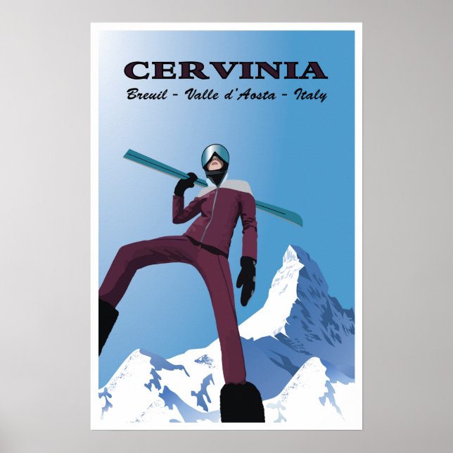 Poster Cervinia, Breuil, Valle d’Aosta, Italie, Ski (Devant)