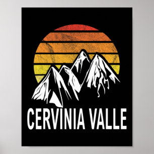 Poster Cervinia Valle D'aosta Italie Station de ski Snowb