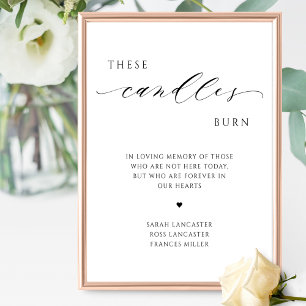 Poster Ces bougies brûlent, panneau de mariage en souveni