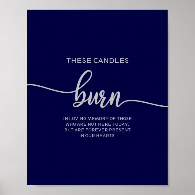 Poster Ces bougies élégantes bleu marine argent brûlent (Devant)