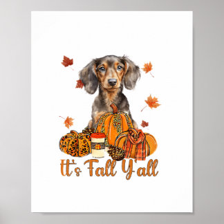 Poster C'Est Automne Y'all Dachshund Chien Automne Écharp