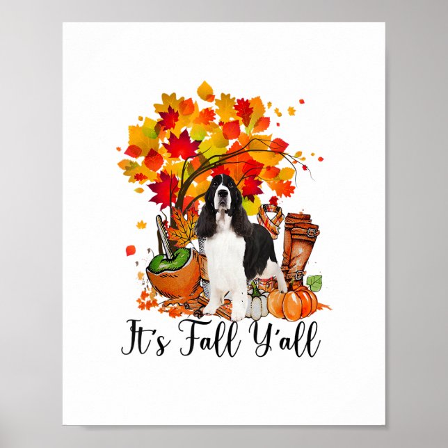 Poster C'est automne Y'all Springer Spaniel Dog Halloween (Devant)