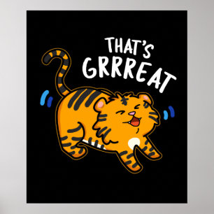 Poster C'est Grreat Funny Tiger Growl Pun Dark BG