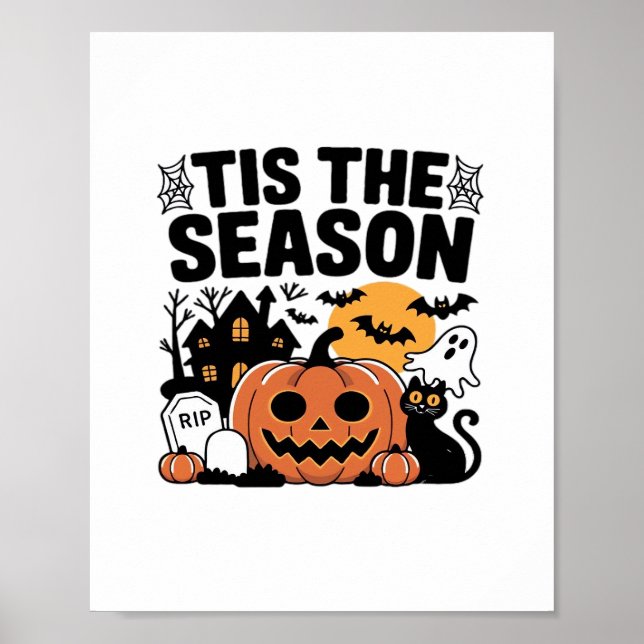 Poster C'Est La Saison Citrouille Halloween Automne Drôle (Devant)