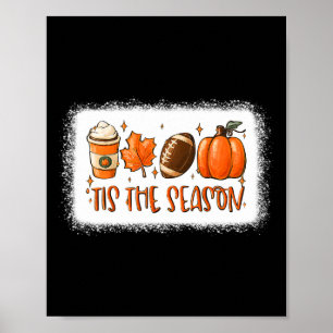 Poster C'Est La Saison Citrouille Leaf Latte Fall Footbal