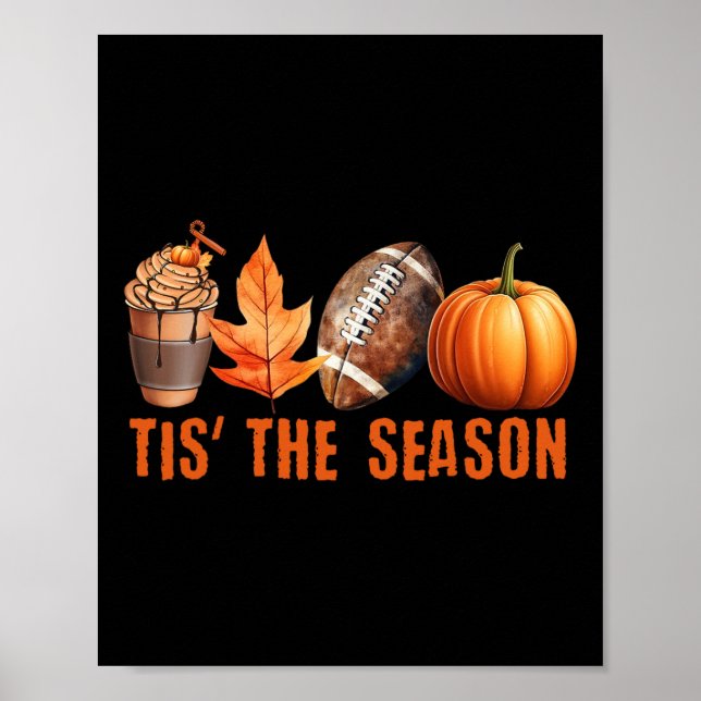 Poster C'EST LA SAISON Citrouille Leaf Latte Fall Thanksg (Devant)