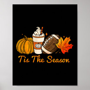 Poster C'Est La Saison Citrouille Leaf Latte Fall Thanksg
