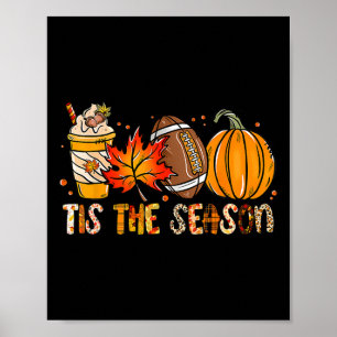 Poster C'Est La Saison Citrouille Leaf Latte Fall Thanksg