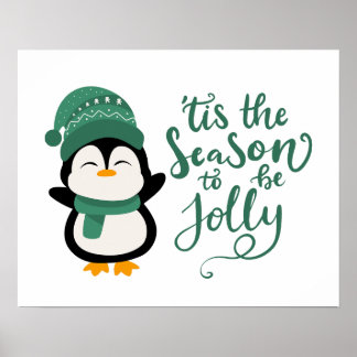 Poster C'Est La Saison D'Être Jolly, Pingouin Noël