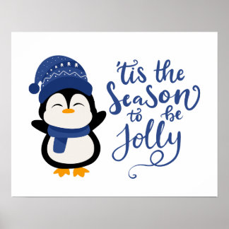 Poster C'Est La Saison D'Être Jolly, Pingouin Noël